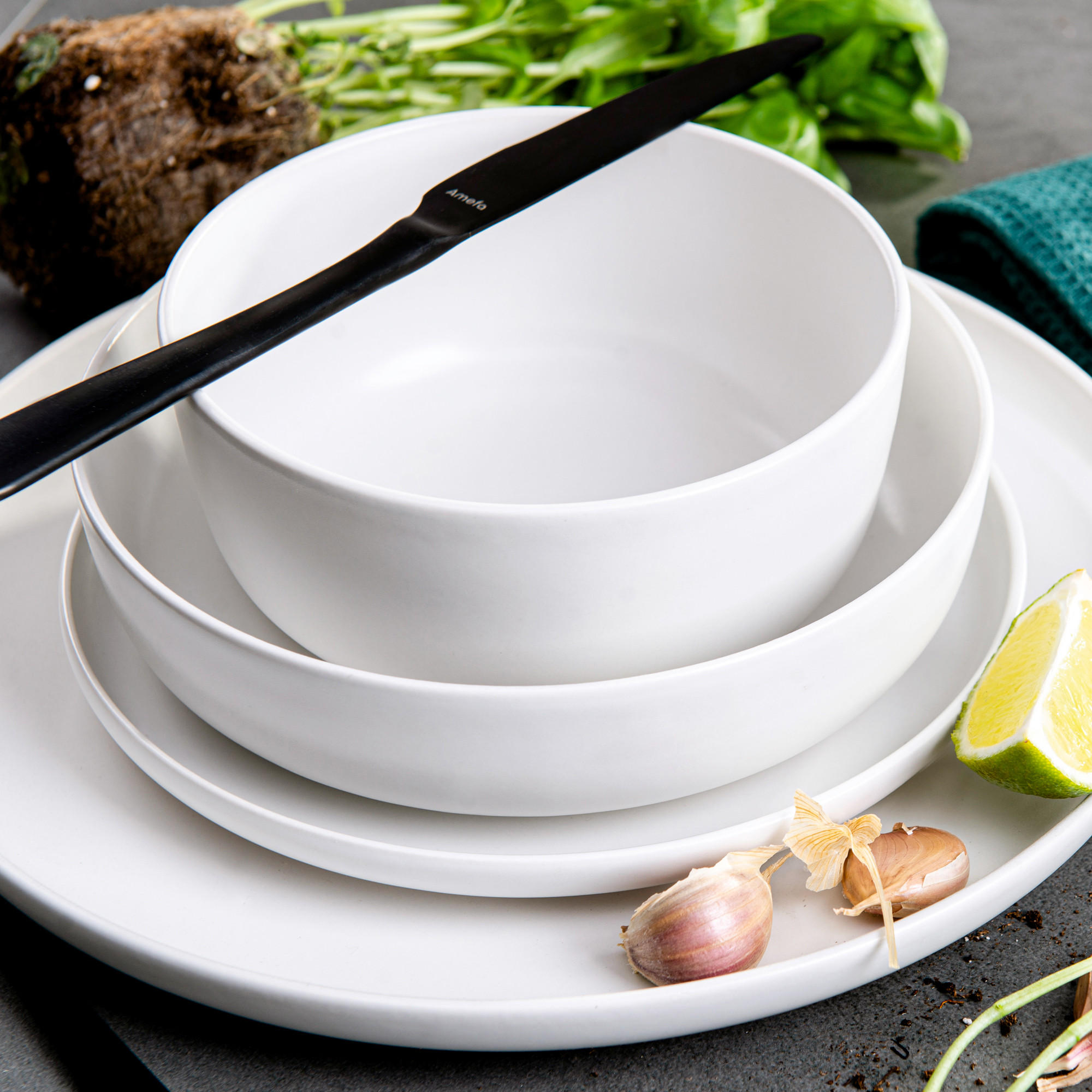 TELLER-SET VICTO 6-tlg Dessertteller - Weiß, Keramik (20/2/20cm) - KONSIMO®