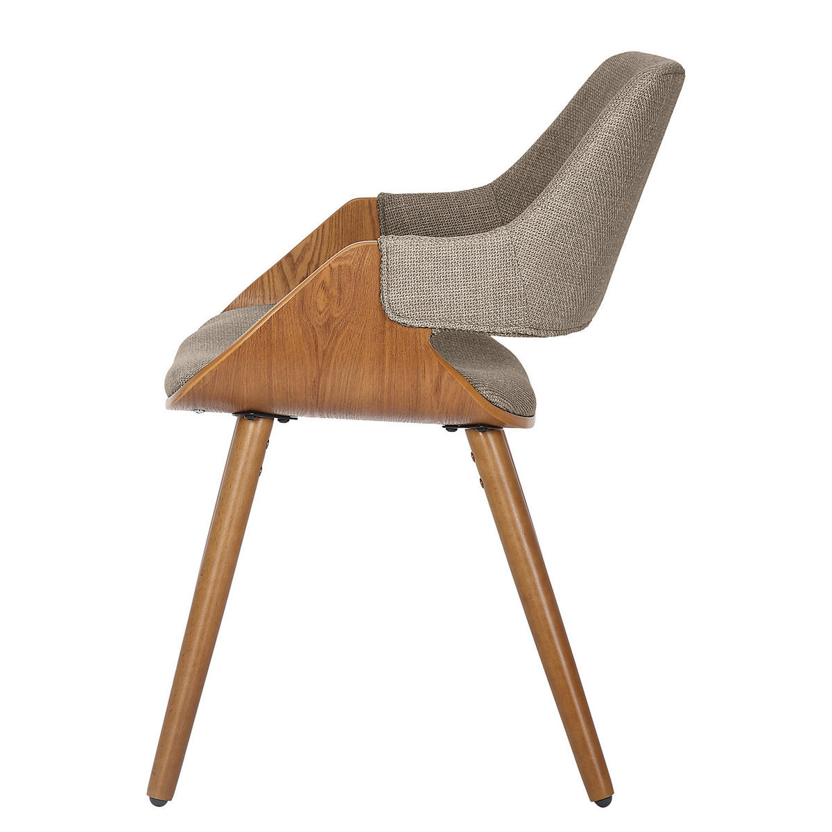 ARMLEHNENSTUHL - 2er-Set - Massivholz / Textil - Braun/Grau, Holz/Holzwerkstoff (51/80/57cm) - home24