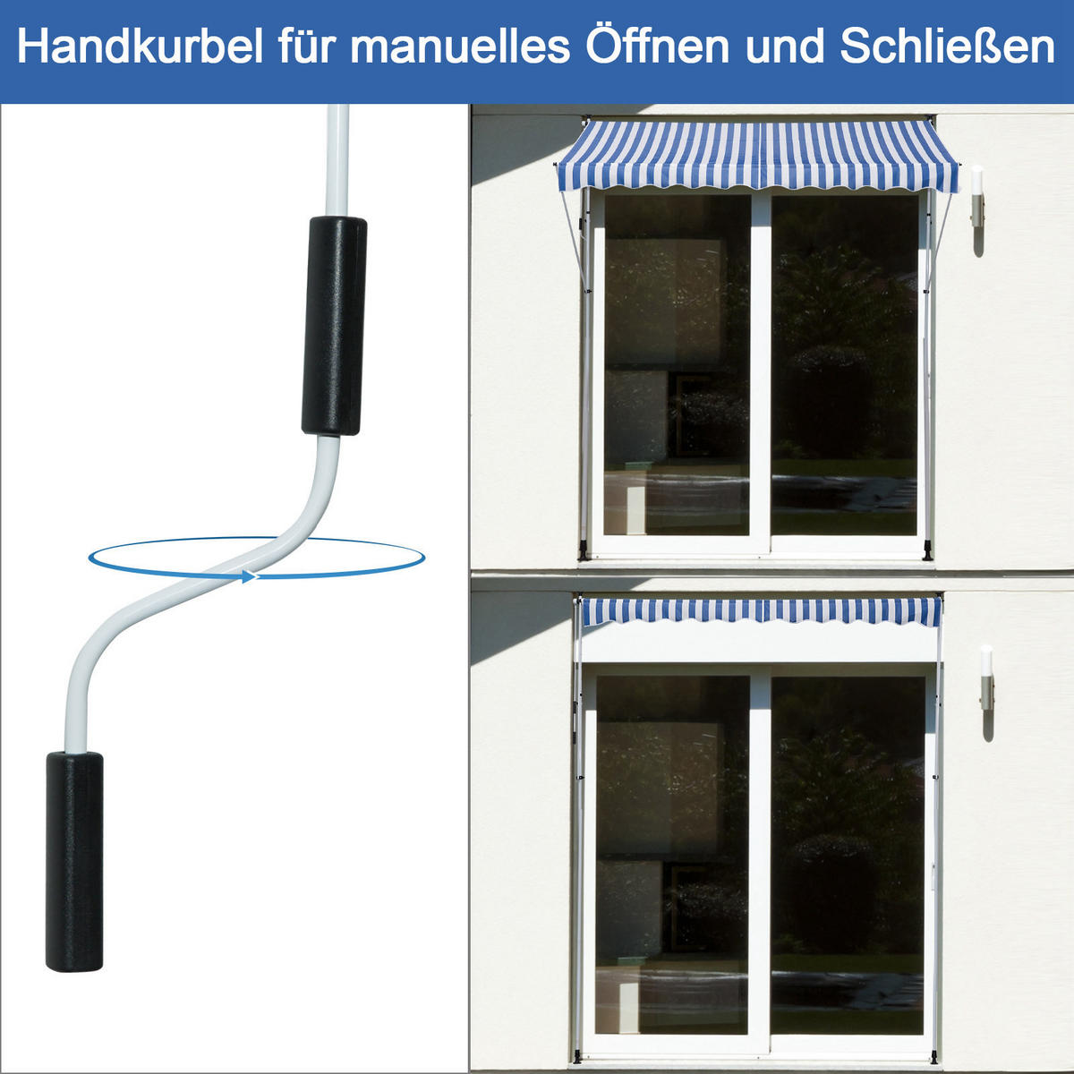 MARKISE, Grün+Weiß, Aluminium, Stahl, Polyester - Blau, Metall (150/280/300cm) - Outsunny