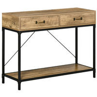 KONSOLENTISCH, 2 Schubladen, 100 x 35 x 76,5 cm - Schwarz/Braun, Holzwerkstoff/Metall (100/35/76.5cm) - HOMCOM