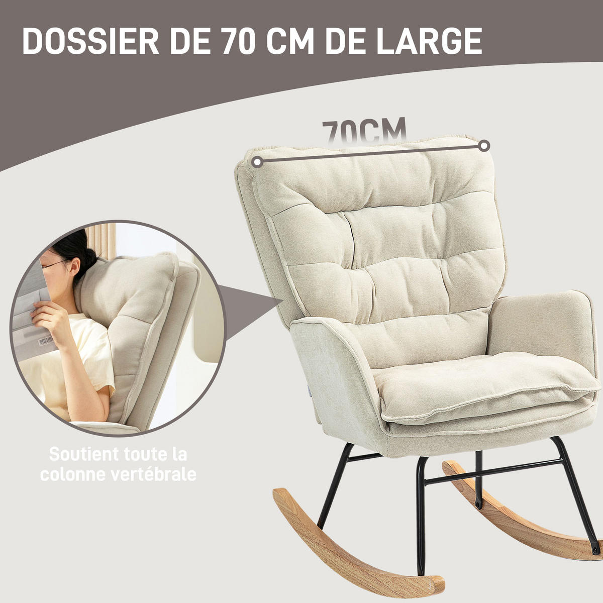SCHAUKELSTUHL DE-17419 Beige - Beige, Metall (71/97/98.5cm) - ComfortXL