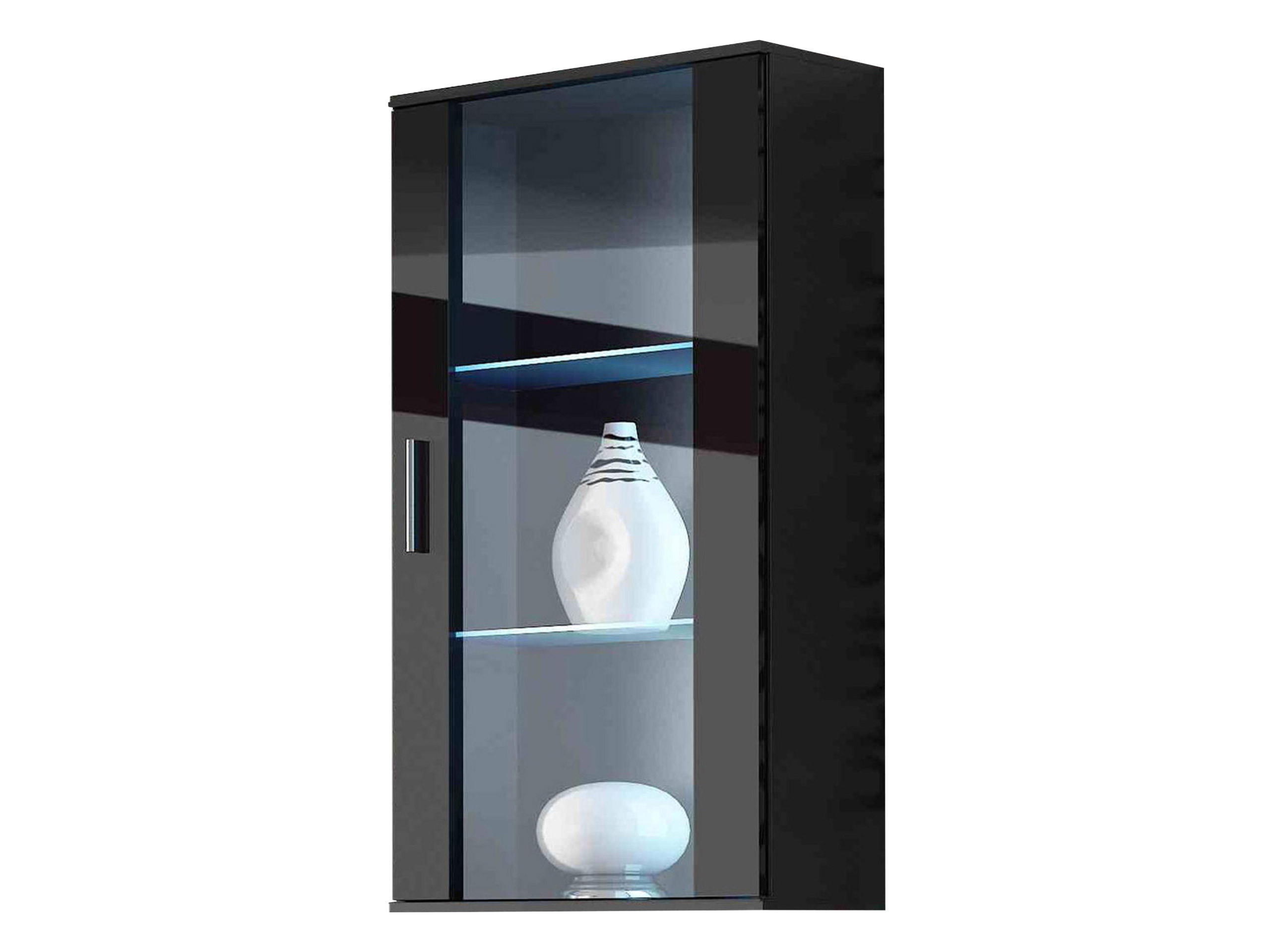HÄNGEVITRINE Soho S02 mit blauer LED Beleuchtung - Silberfarben/Schwarz, Holzwerkstoff/Kunststoff (60/118/29cm) - MIRJAN24
