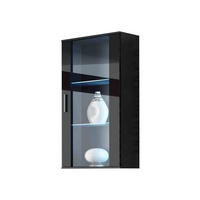 HÄNGEVITRINE Soho S02 mit blauer LED Beleuchtung - Silberfarben/Schwarz, Holzwerkstoff/Kunststoff (60/118/29cm) - MIRJAN24