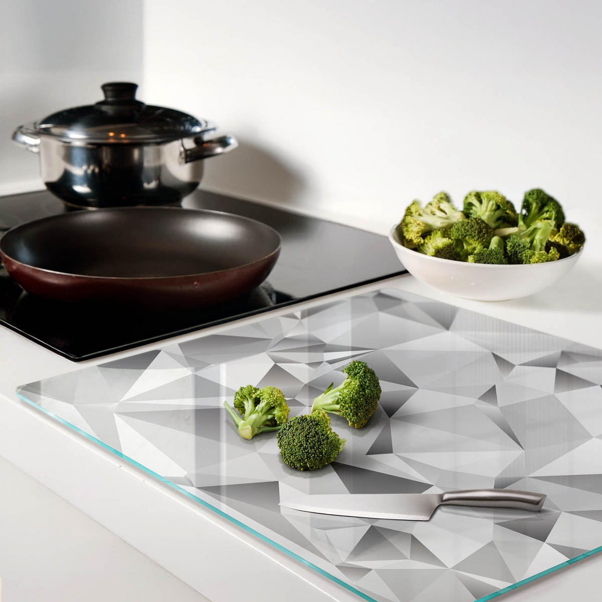 GLASPLATTE 60x52 cm 3D - Grau, Glas (60/0.4/52cm) - TULUP