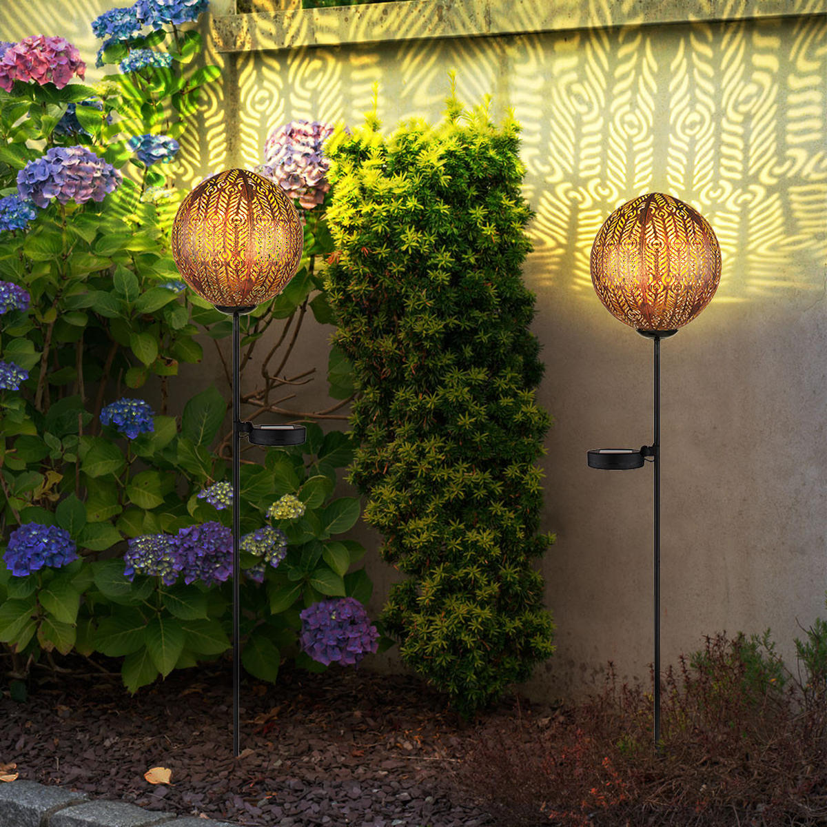 LED WEGELEUCHTE Metall Kupferfarben 2er Set - Kupferfarben, Metall (15.5/15.5/90cm) - Globo Lighting