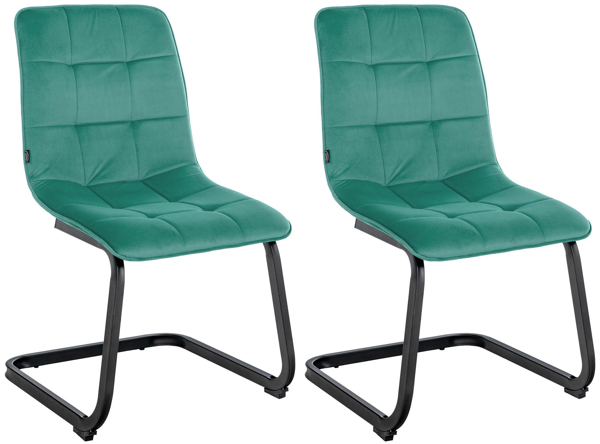 SCHWINGSTUHL 2er Set Samt grün - Schwarz/Grün, Textil/Metall (47/87/58cm) - CLP