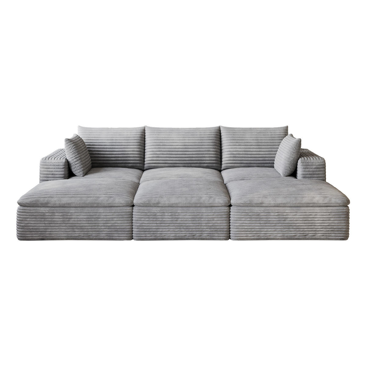 WOHNLANDSCHAFT DE-34773 modular mit 3 ottomanen Grau - Grau, Textil (160/60/260cm) - ComfortXL