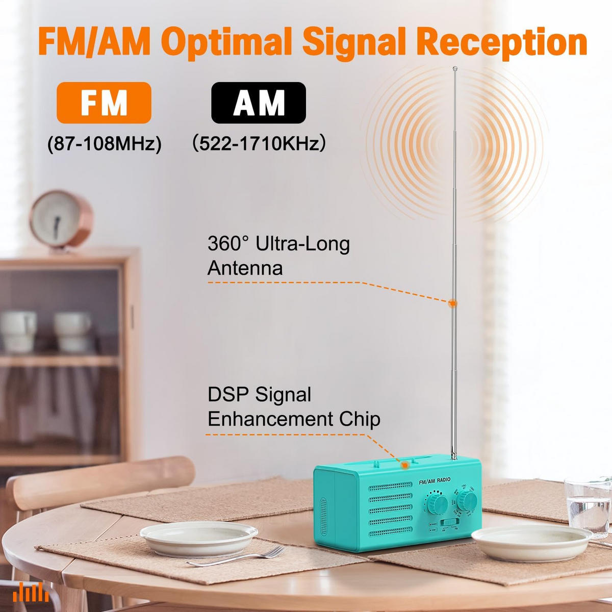 RADIO – FM/AM – Lautsprecher-/Kopfhöreranschluss/USB-Netzteil – Grün - Grün, Kunststoff (16/8.1/7.9cm) - DCA
