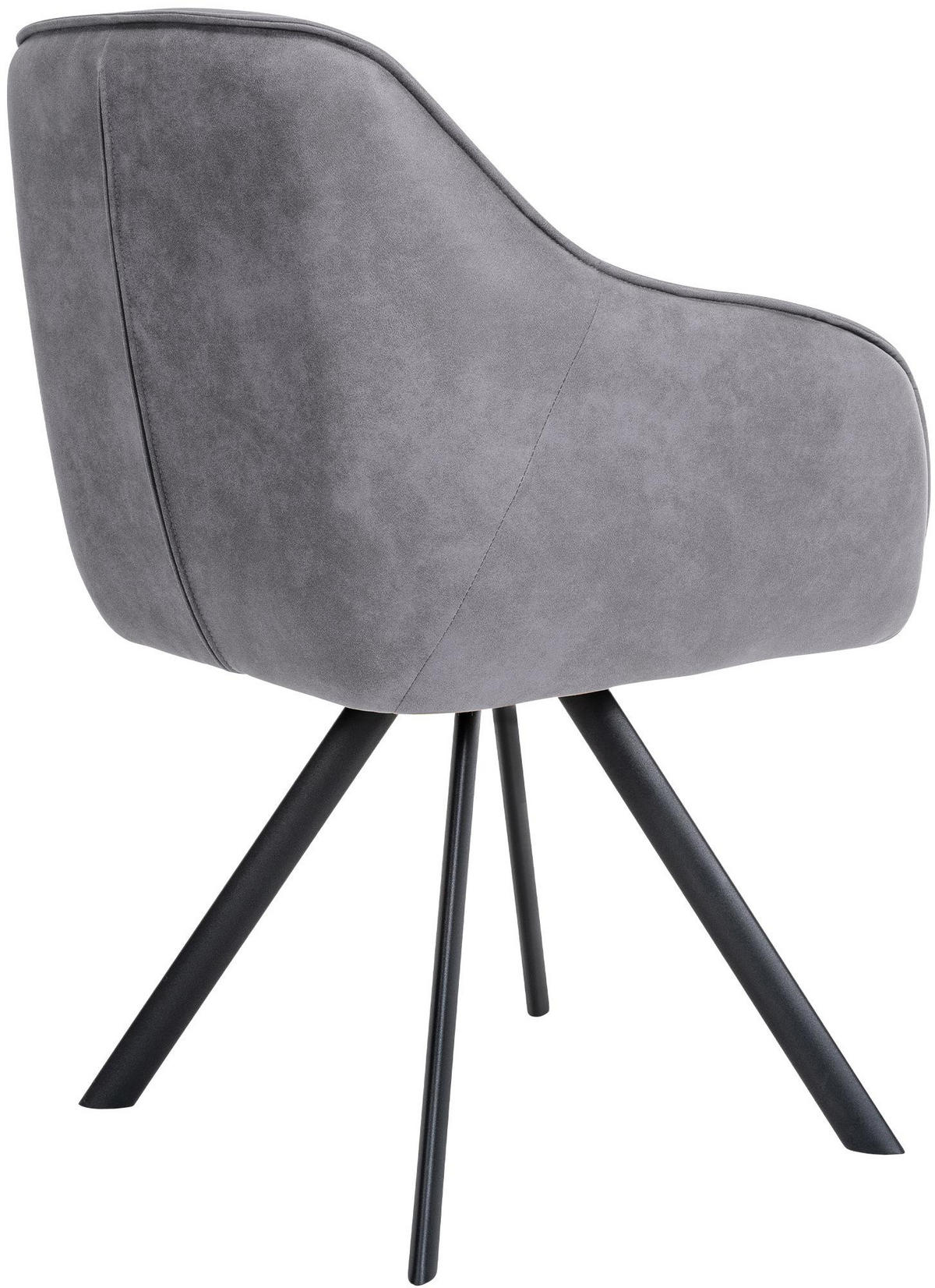 ARMLEHNENSTUHL Vintage Stoff grau - Schwarz/Grau, Textil/Metall (57/90/63cm) - CLP