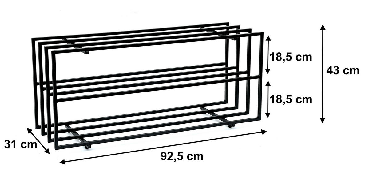 SCHUHREGAL Metall Schwarz 3 Ebenen - Schwarz, Metall (92.5/43/31cm) - DanDiBo