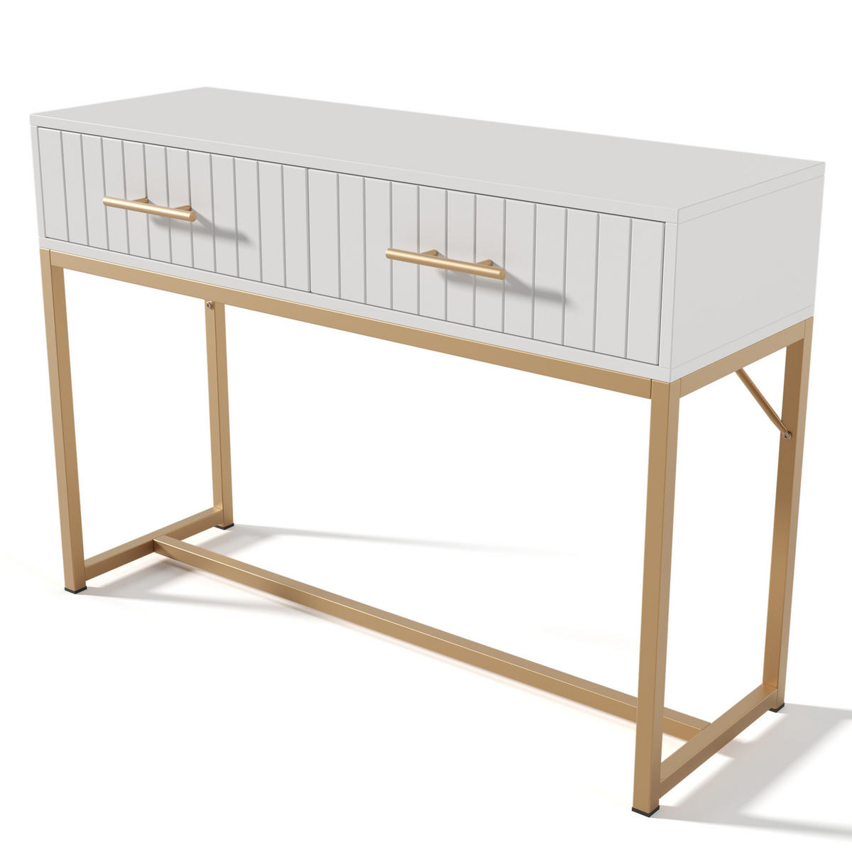 KONSOLENTISCH 100/45/75 cm Weiß aus Spanplatte mit 2 Schubladen - Weiß, Holzwerkstoff (75/100/45cm) - OKWISH