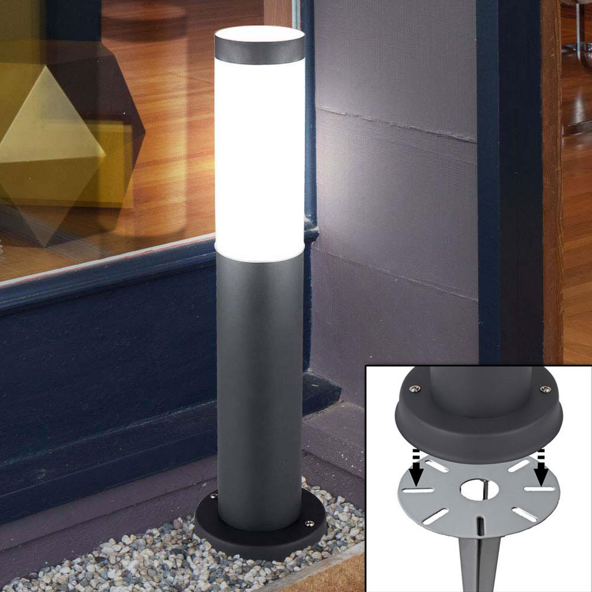 LED WEGELEUCHTE Boston Edelstahl Anthrazit - Anthrazit, Metall (7.6/7.6/45cm)