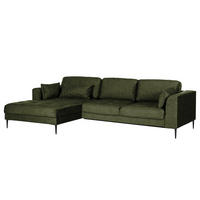 ECKSOFA mit Longchair - Dunkelgrün, Textil/Metall (275/168cm) - home24