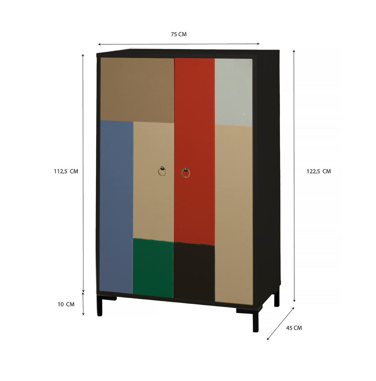 SIDEBOARD aus MDF mit 2 dekorativen Türen WALTER - Multicolor, Holzwerkstoff (45/123/75cm) - RNT By Really Nice Things