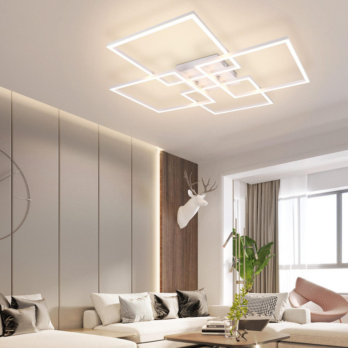 LED-DECKENLEUCHTE Gallegos 72.4/72.4/7.3 cm - Weiß, Metall (72.4/72.4/7.3cm) - Nettlife
