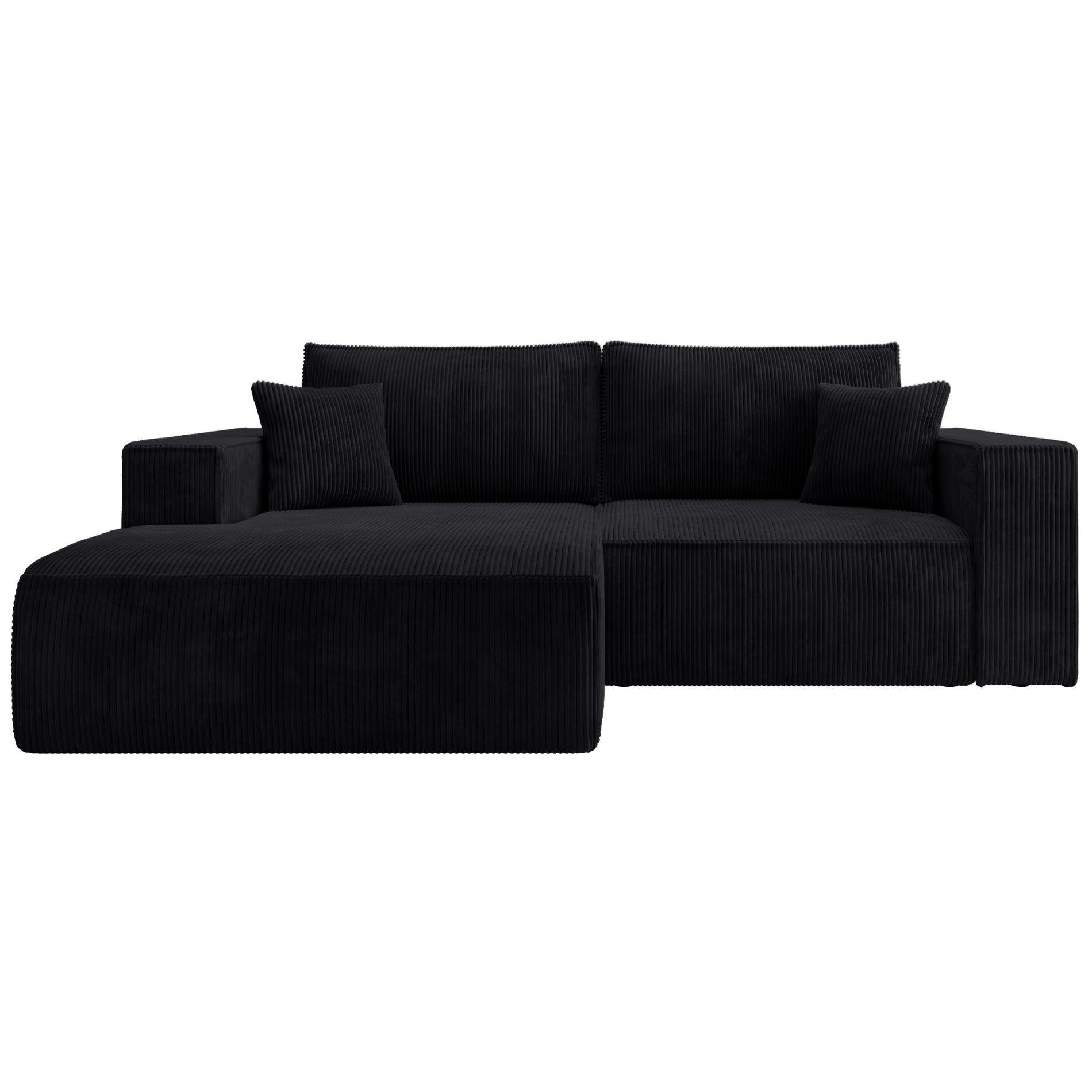 ECKSOFA Farese Mini mit Cordbezug Schwarz, links - Schwarz, Textil (240/167cm) - Selsey
