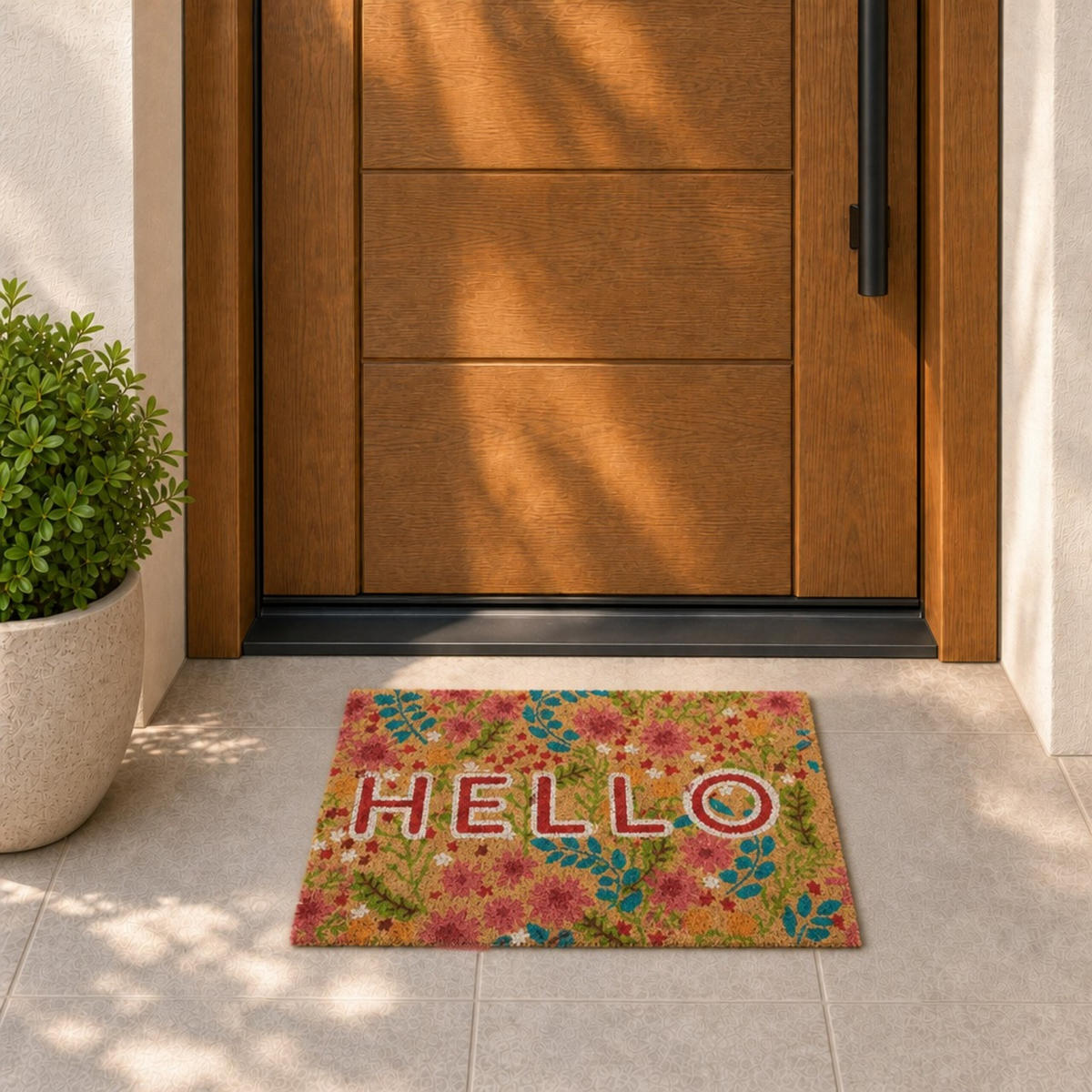 FUSSMATTE Mehrfarbig Kokos Hello 60x40 cm - Multicolor, Kunststoff/Textil (60/40cm) - Relaxdays