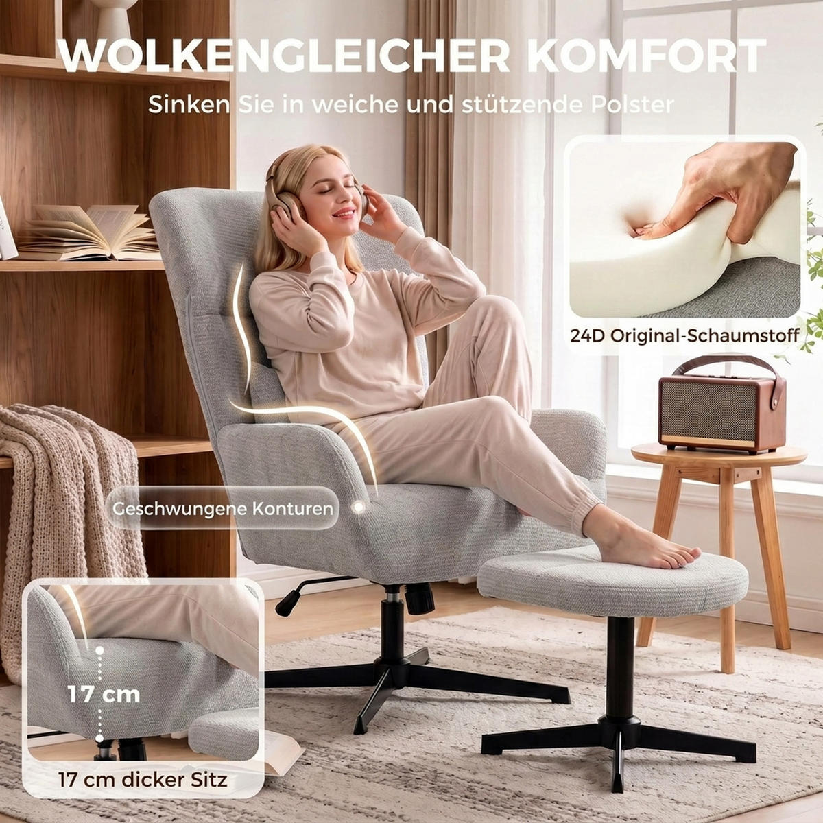 SESSEL Grau 71.0/88.0/104.0cm - Grau, Textil (88/104/71cm)