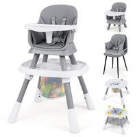 BABYHOCHSTUHL mit abnehmbarem Tablett grau - Grau, Kunststoff (60/93/60cm) - COSTWAY