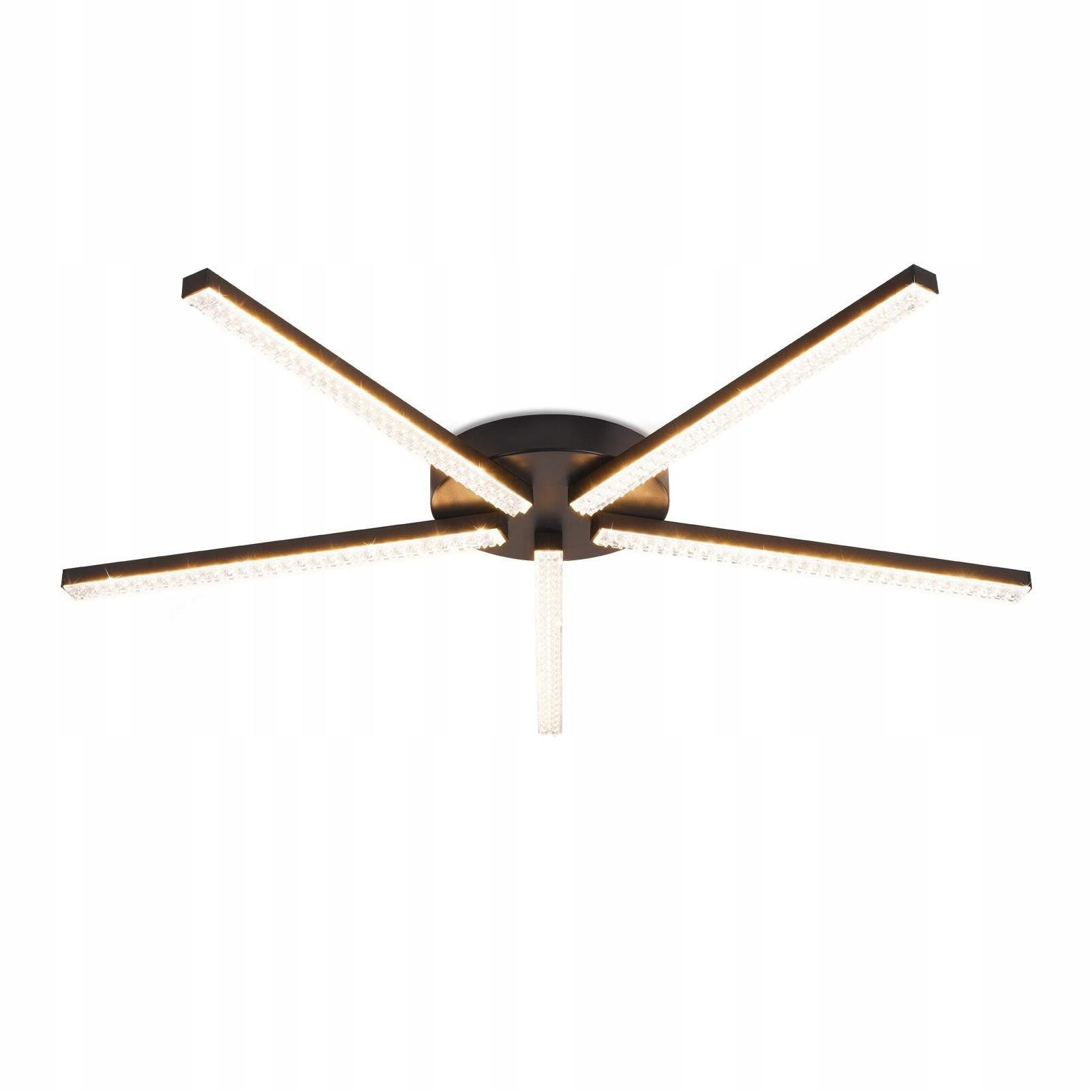 DECKENLEUCHTE LED Schwarz 3000K Modern Kristall Metall 63.3 cm - Schwarz, Kunststoff (40/15/9cm) - ZMH