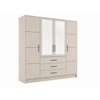 DREHTÜRENSCHRANK ELISE 196/200/57,5cm 4-türig mit Spiegel Kaschmir - Kaschmir, Holzwerkstoff (196/200/57.5cm) - MASSENO