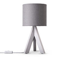 TISCHLAMPE Bajo Canvas - Grau, Holz (17/17/35cm) - Paco Home