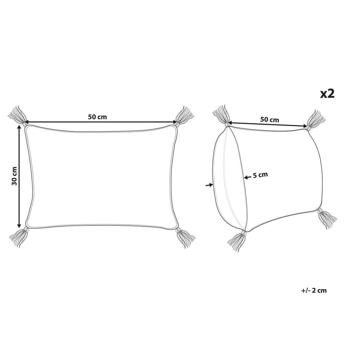 DEKOKISSEN 2er-Set Pfirsichrosa 30/50 cm Valvaria - Pink, Naturmaterialien (50/30cm) - Beliani
