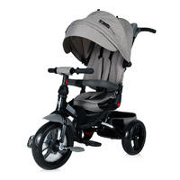 DREIRAD Jaguar 4 in 1 dunkelgrau Schiebestange Sitz drehbar, verstellbar, Faltdach - Grau, Metall (120/53/103cm) - Lorelli