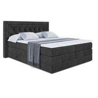 BOXSPRINGBETT NOEL KING - 200 x 200 - H3/H4 - Schwarz - Schwarz, Holzwerkstoff (200/200cm) - ALTDECOR