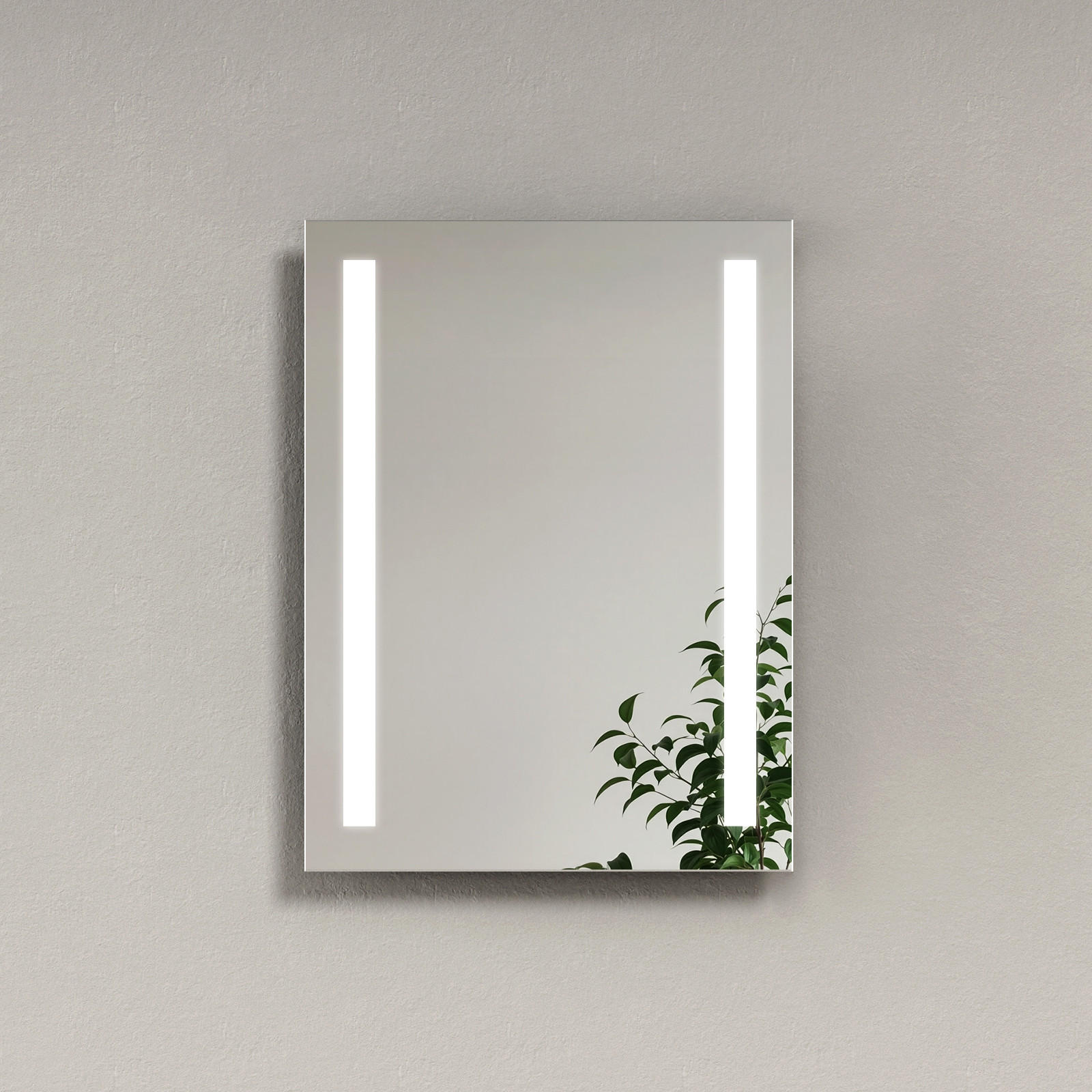 BADSPIEGEL mit Beleuchtung Rechteckig Umweltfreundlicher Silberspiegel 60/45 cm - Weiß, Glas (45/60/3.5cm) - EMKE