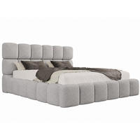 POLSTERBETT TESSA 140x200 cm in Grau, gepolstertes Kopfteil, Metalllattenrost, Bettkasten, Bouclé-Stoff - Grau, Holz/Textil (140/200cm) - EMLAR Home