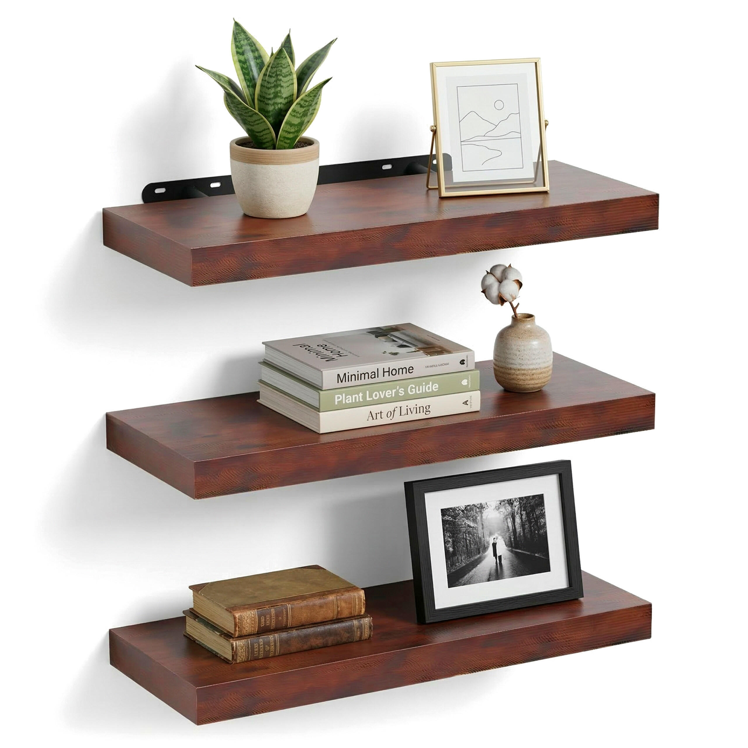 3XPOLICA - hnedá, kov/kompozitné drevo (60/4/23cm) - Relaxdays