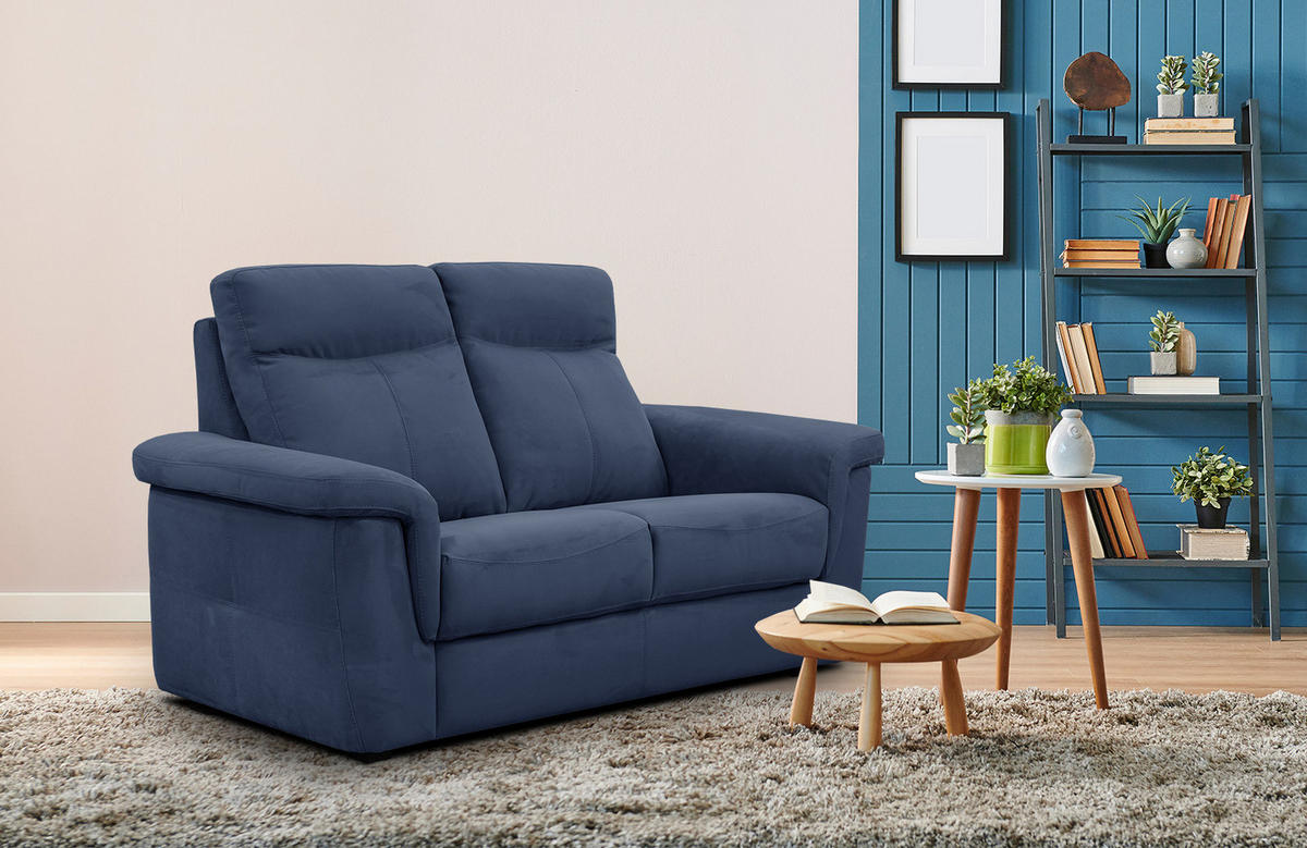 SOFA JONES 2-Sitzer, dunkelblau - Dunkelblau, Holzwerkstoff/Textil (166/102/99cm) - Courtois Laville