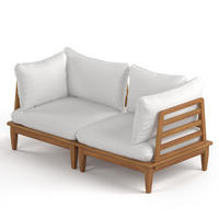 LOUNGEGRUPPE - 2-teilig - Akazie massiv / Webstoff - Akazie Braun / Creme - Creme/Akaziefarben, Holz/Textil - home24