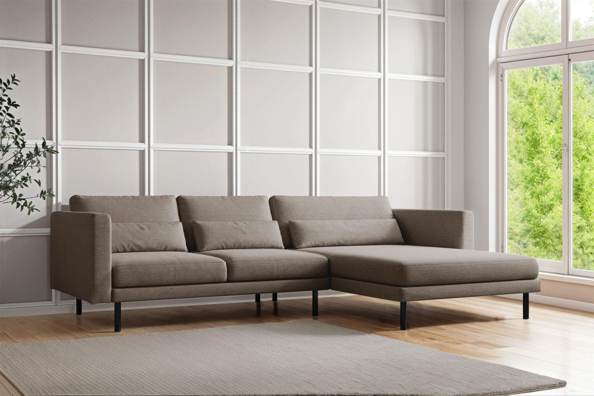 ECKSOFA Agada In Verita - Braun, Holzwerkstoff/Textil (281/174cm) - Fun Möbel