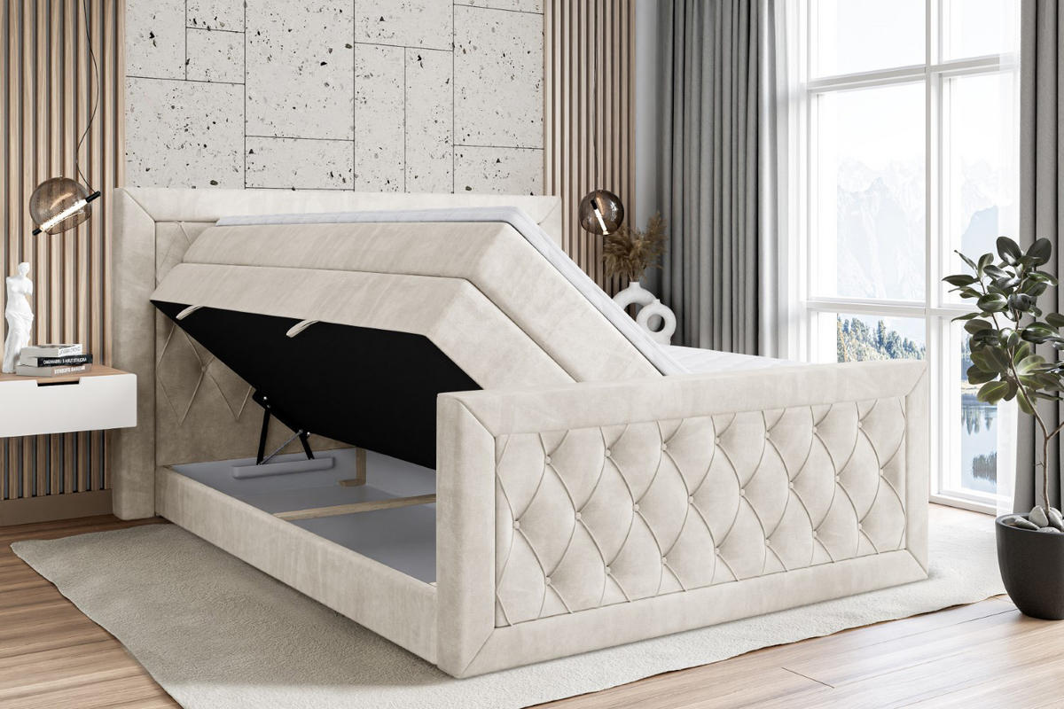 BOXSPRINGBETT NOEL-Z KING - 120 x 200 - H3/H4 - Ecru - Ecru, Holzwerkstoff (120/200cm) - ALTDECOR