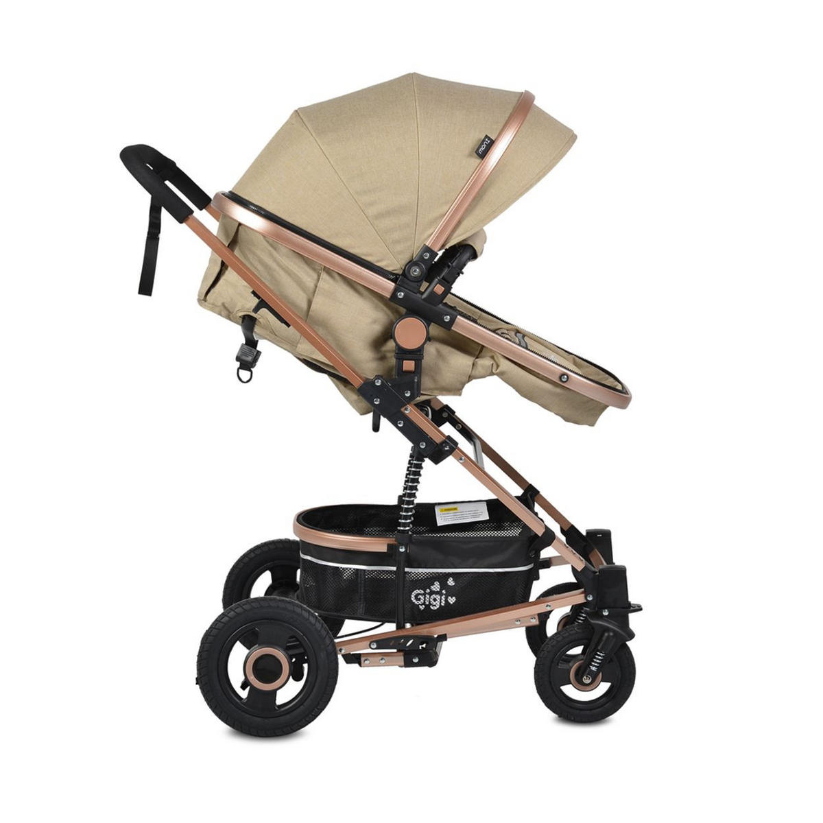 KINDERWAGEN Gigi beige Sportsitz Wickeltasche Getränkehalter - Beige, Metall (94/63/103cm) - Moni