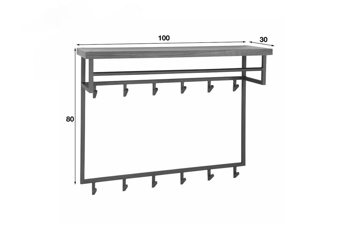 GARDEROBE ADELIA Grau Nussbaum - Grau, Metall (100/80/30cm) - KAWOLA