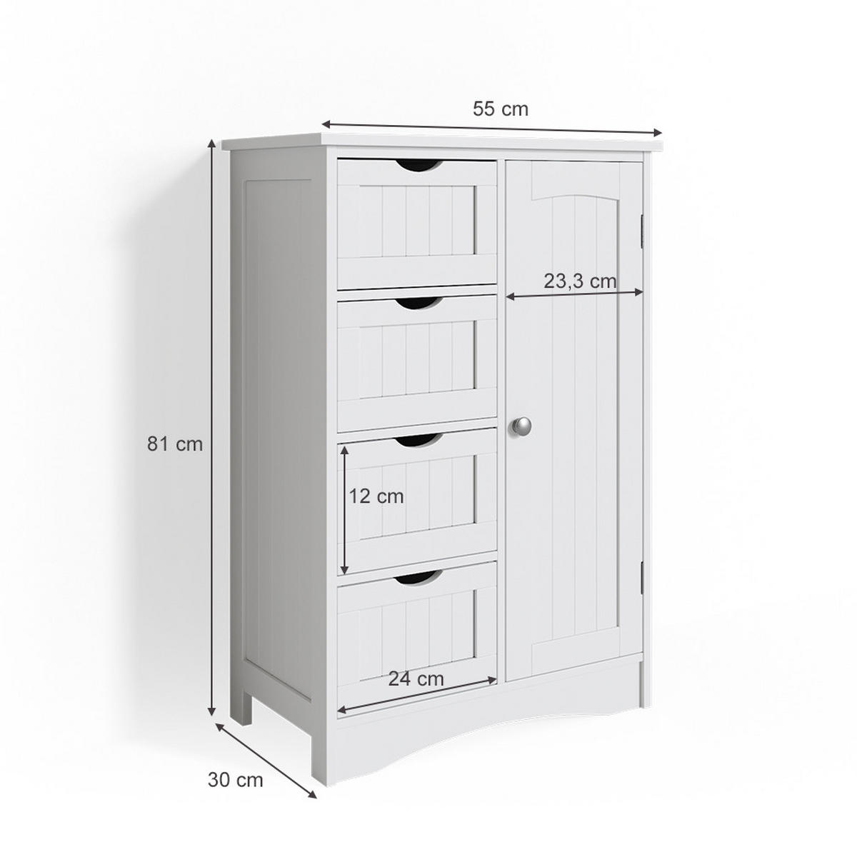 BADSCHRANK Bianco Weiß 55 x 81 cm - Weiß, Holzwerkstoff (55/81/30cm) - Vicco