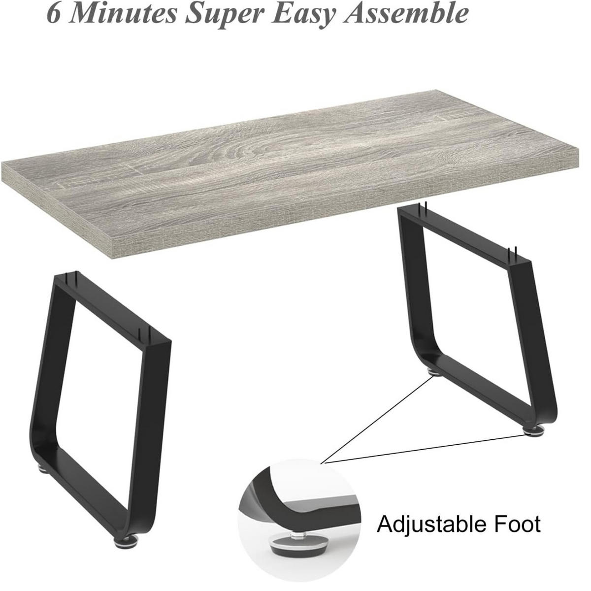 COUCHTISCH Modern Holz Metall 100 x 55 x 46,5 cm Wohnzimmertisch - Hellgrau, Holzwerkstoff/Metall (55/100/46.5cm) - Quality Elegance