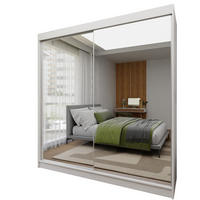 SCHWEBETÜRENSCHRANK BELLINA 200/216/61 cm 2-türig mit Spiegel Weiß - Weiß, Holzwerkstoff (200/216/61cm) - MASSENO
