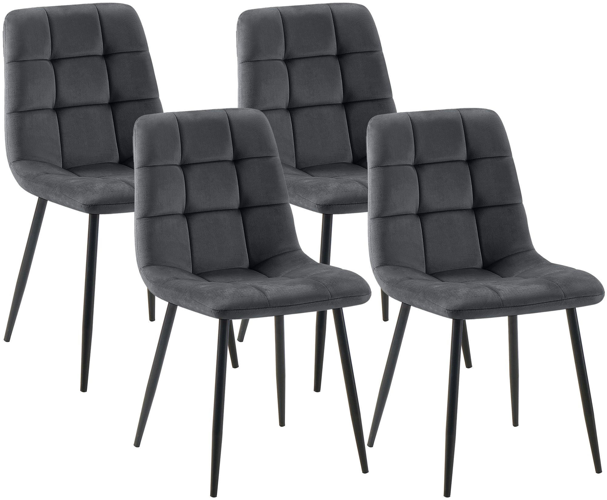 STUHL 4 Samt Dunkelgrau - Dunkelgrau/Schwarz, Textil/Metall (45/84/55cm) - CLP