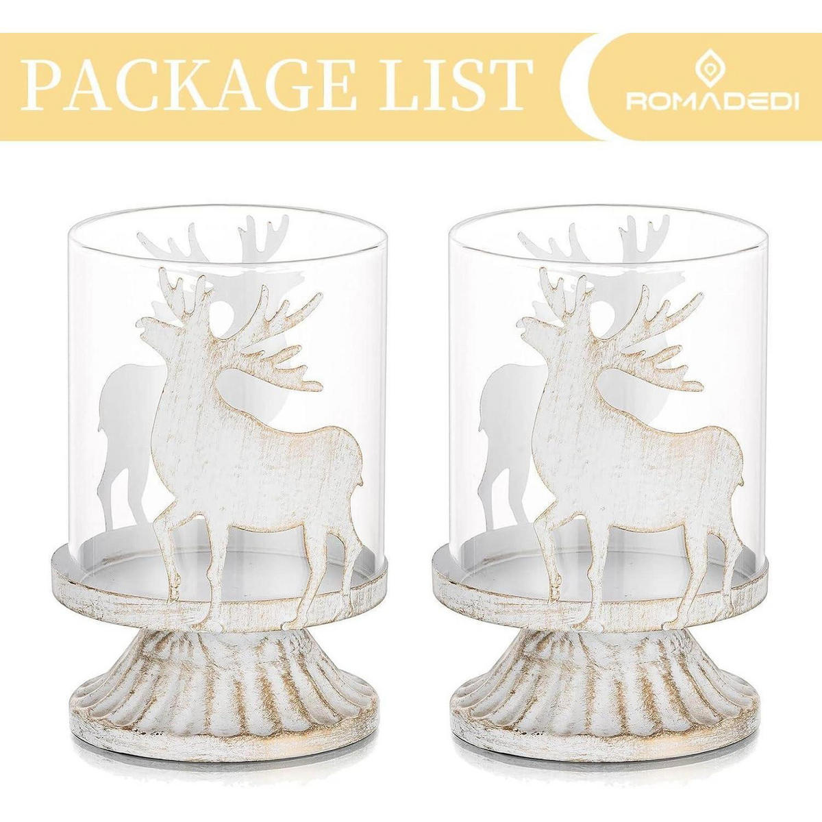 KERZENSTÄNDER 2er Set Rentier Landhausstil Weiß 12 cm - Weiß, Metall (10/10/20cm)