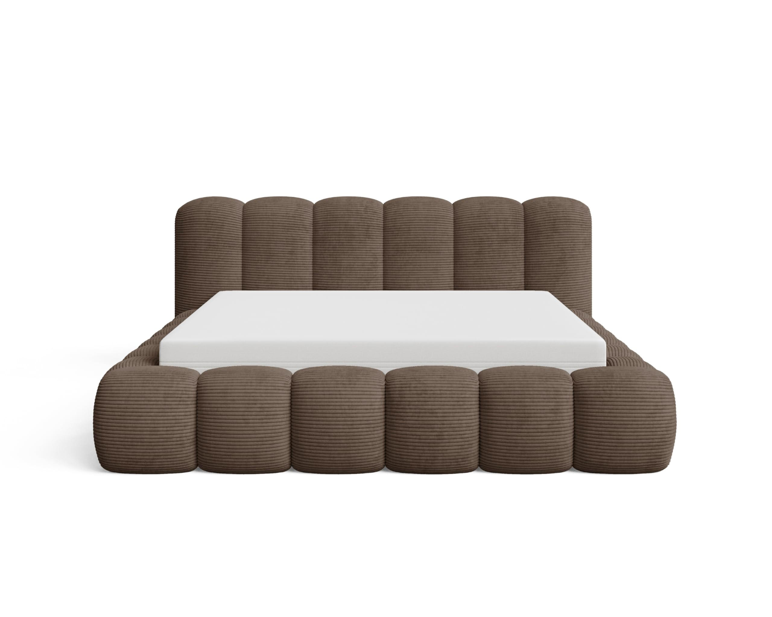 POLSTERBETT 180x200 mit Bettkasten, Lattenrost und Kopfteil, Poso Cord-Stoffbezug Braun - Braun, Holz (180/200cm) - Chilly