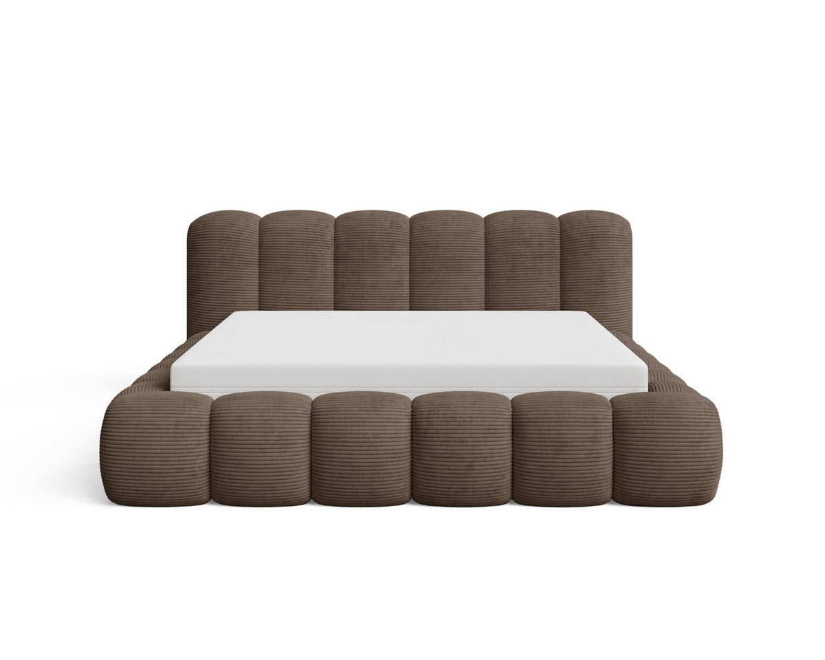 POLSTERBETT 180x200 mit Bettkasten, Lattenrost und Kopfteil, Poso Cord-Stoffbezug Braun - Braun, Holz (180/200cm) - Chilly