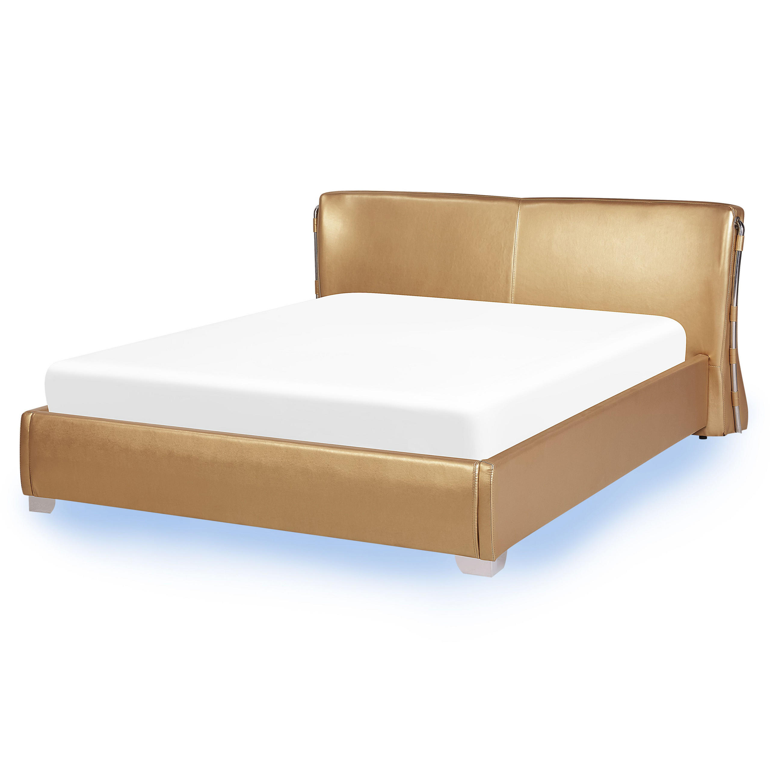 LEDERBETT 160/200cm Gold Paris - Goldfarben, Leder (160/200cm) - Beliani