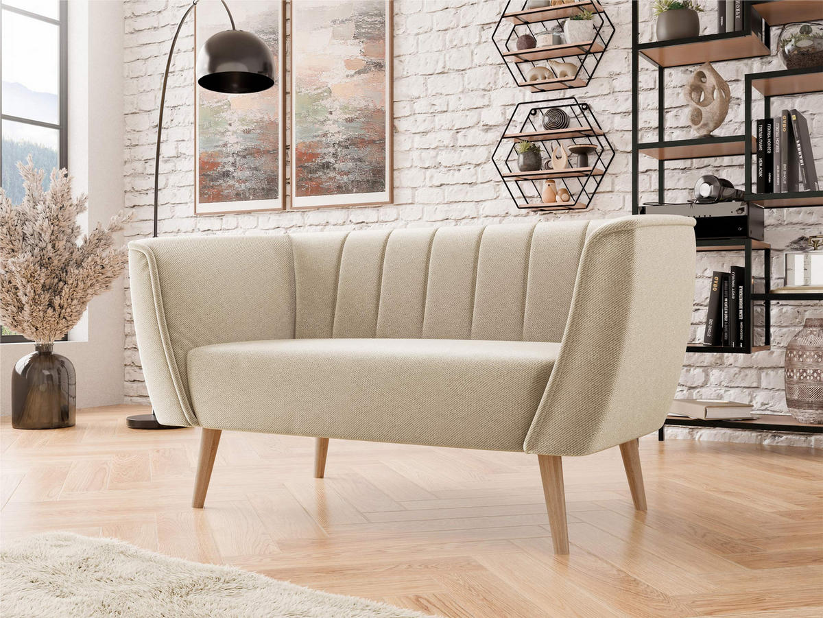 SOFA Pas 2 - Beige/Naturfarben, Holz/Textil (142/75/74cm) - MIRJAN24
