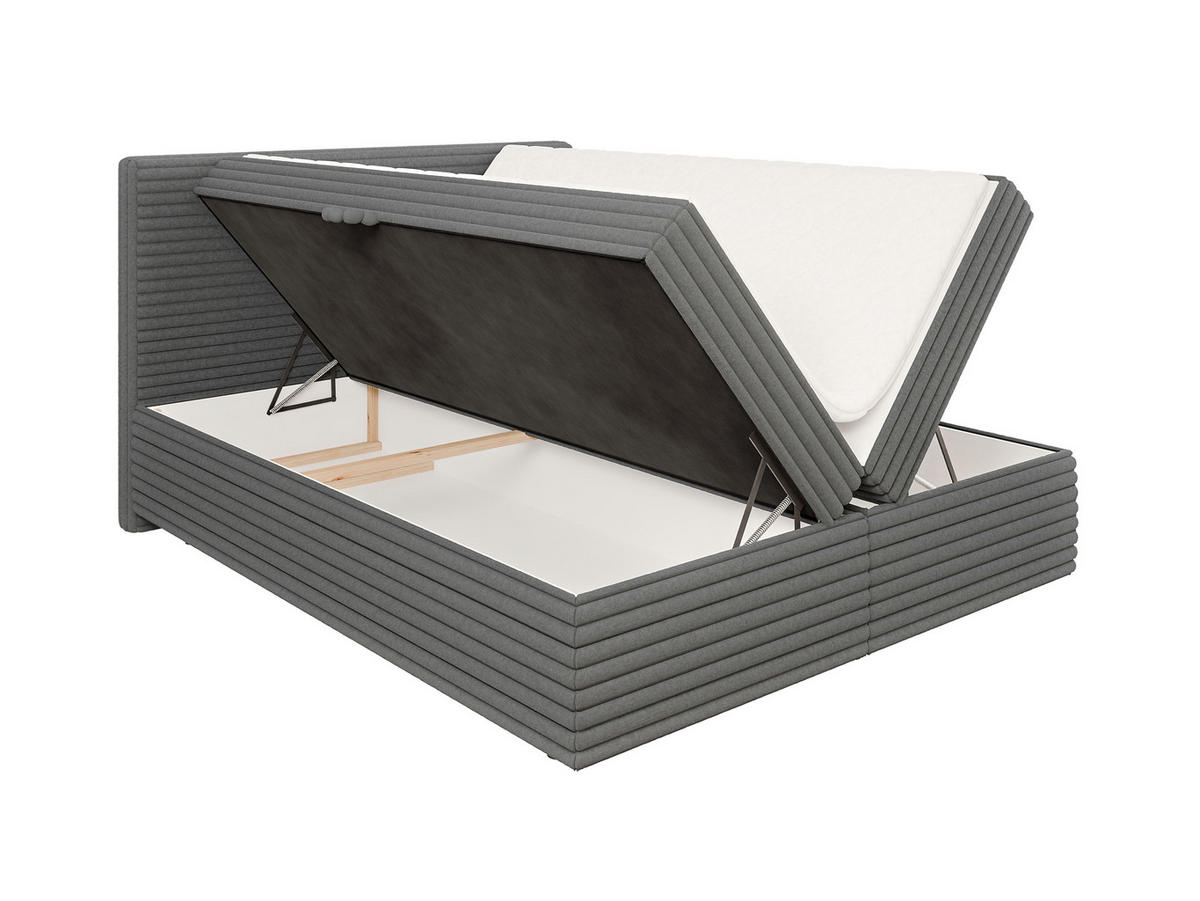 BOXBETT Roma 160/200 cm Dunkelgrau Plüschcord - Dunkelgrau/Schwarz, Holz/Kunststoff (160/200cm) - S-Style Möbel