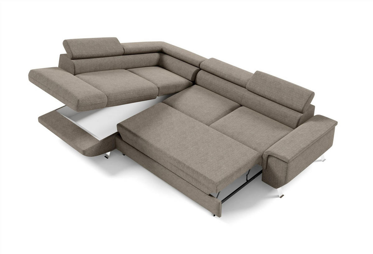 ECKSOFA Plato Mit Schlaffunktion - Creme, Holzwerkstoff/Textil (268/202cm) - Fun Möbel