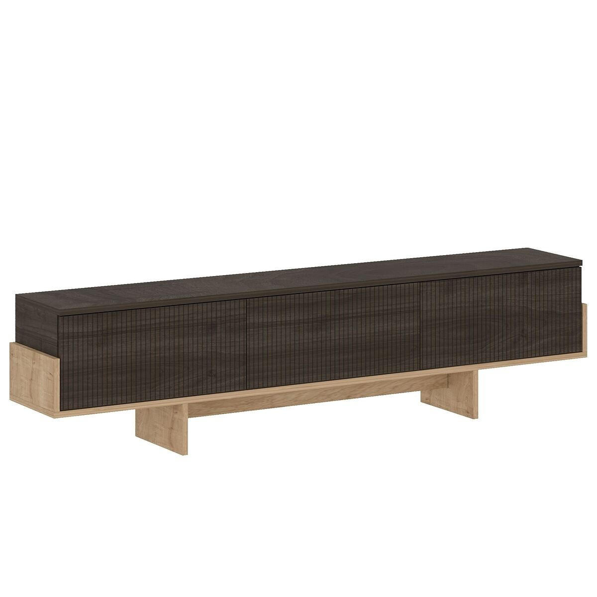 TV-MÖBEL mit 3 abklappbaren Türen gestreift 30/180/44,6 cm - Walnussfarben, Holzwerkstoff (30/44.6/180cm) - Calicosy